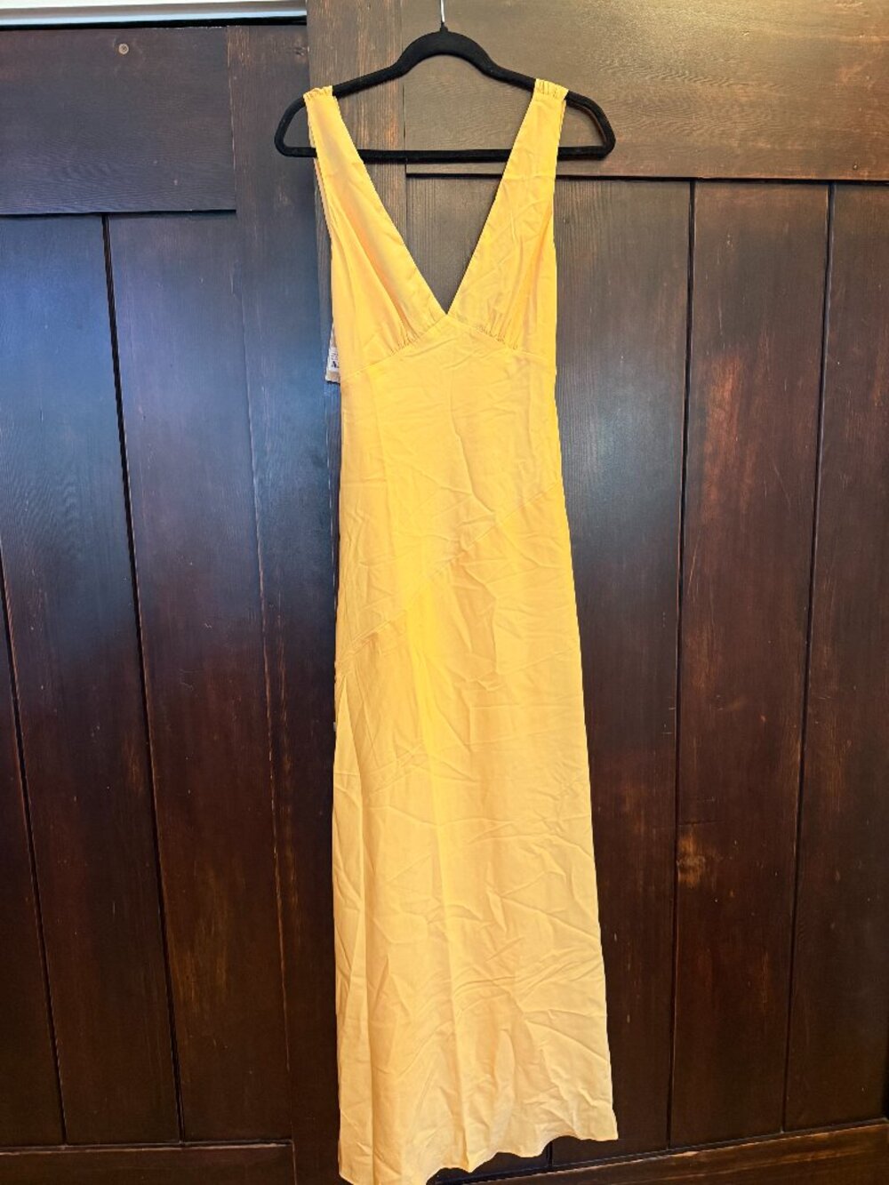 Meshki Nadia Satin Dress with Back Cowl in Yellow - NWT